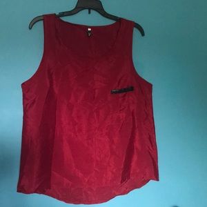 Yufei Sexy Red Blouse Tank Top With False Leather